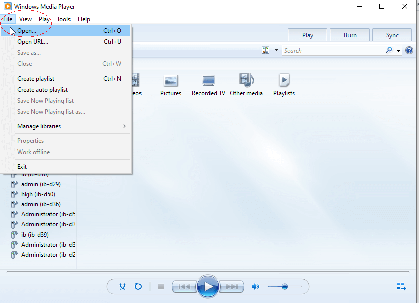 WindowsMediaPlayerOpenFile